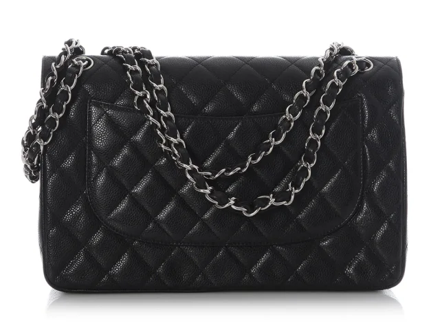Chanel Jumbo Black Quilted Caviar Classic Double Flap in Black Caviar leather from Ann's Fabulous Finds, photo 5 of 10