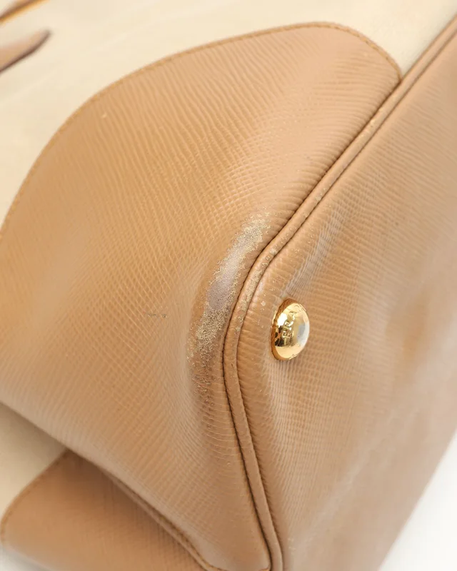 Prada Canapa Saffiano Cuir Double Tote Bag in Saffiano leather from A Retro Tale, photo 6 of 9