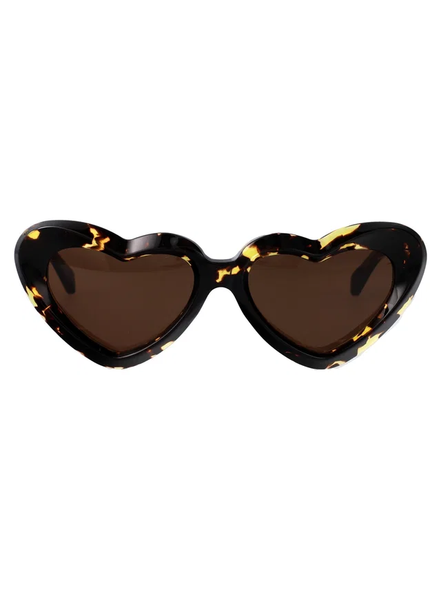 Bottega Veneta Bv1432s Heart-Shaped Havana Acetate Sunglasses — Black in Black from HEWI