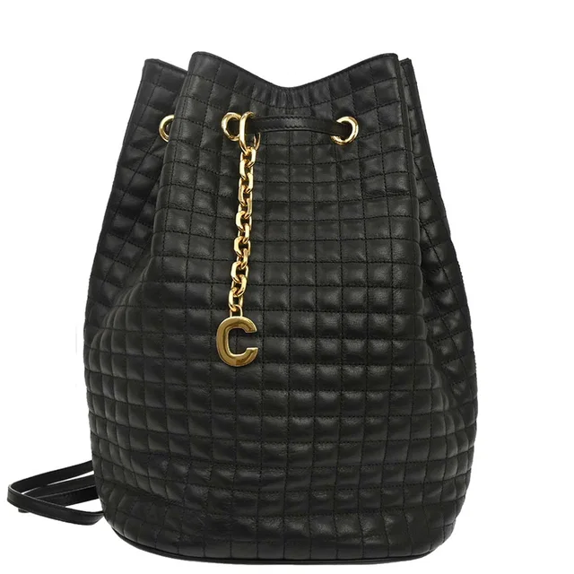 Celine Black Leather Backpack in Black Leather from AMORE Vintage Tokyo