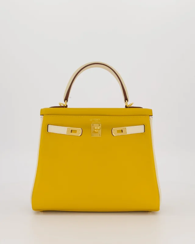 Hermès HSS Kelly 25 Retourne Bag in Yellow Swift leather from Sellier, photo 2 of 2