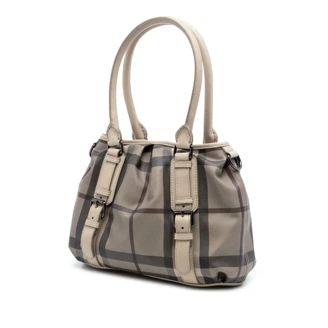 Beige Burberry Small Smoke Check Coated Canvas Northfield Satchel in Beige Coated canvas from Designer Revival, photo 2 of 7