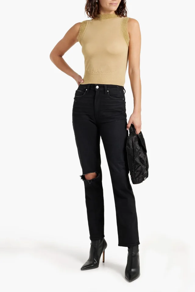 Paige Knockout Distressed High-Rise Straight-Leg Jeans, photo 2 of 4 from THE OUTNET