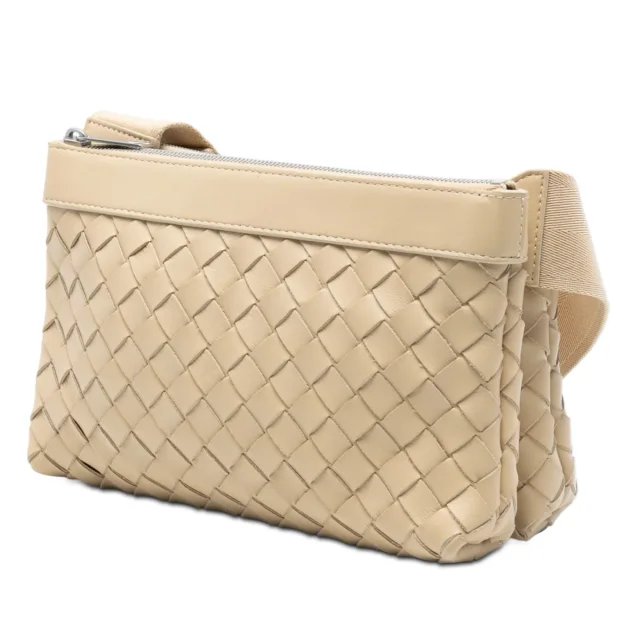 Bottega Veneta Nappa Intrecciato Double Zip Crossbody in Beige Nappa leather from Designer Revival, photo 2 of 7