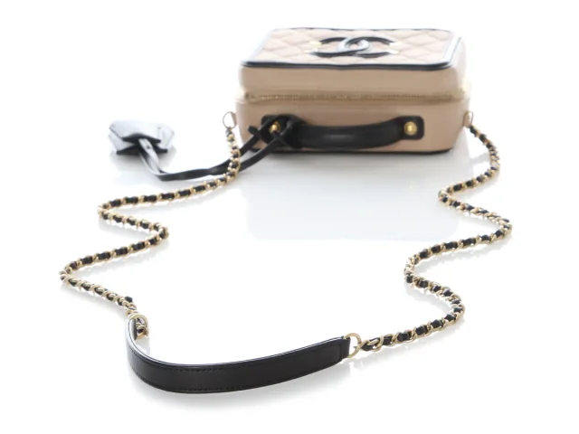 Chanel Small Beige and Black Quilted Caviar Filigree Bag in Black Caviar leather from Ann's Fabulous Finds, photo 7 of 9