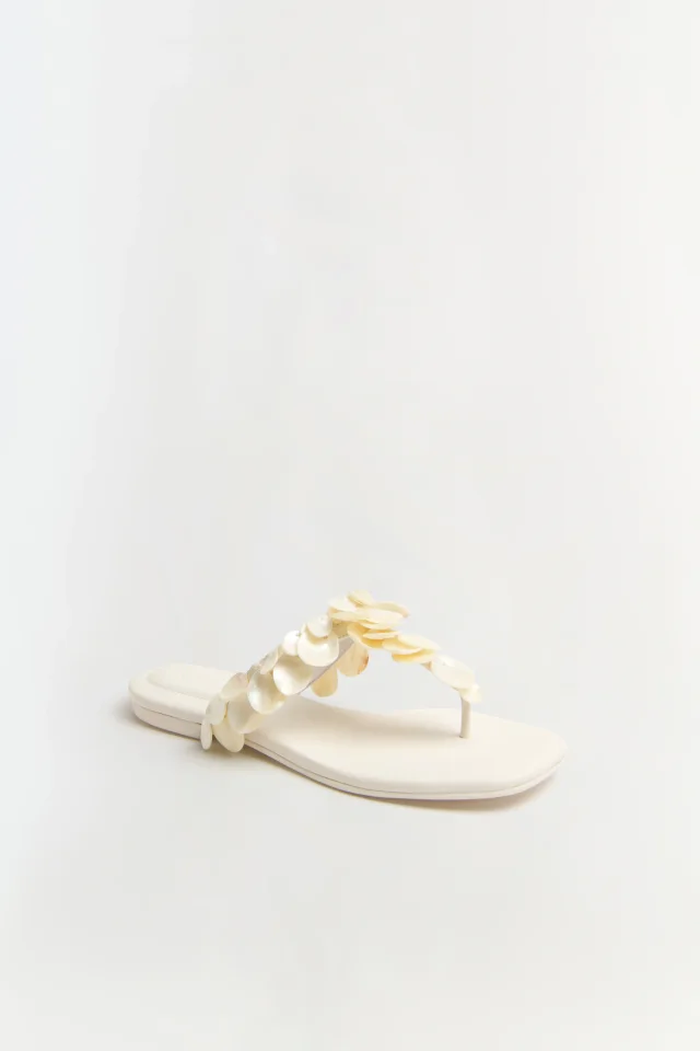 SIMKHAI Elin Shell Beaded Sandal in ALABASTER Leather, photo 3 of 3 from SIMKHAI