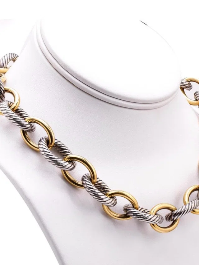 David Yurman 18k Yellow Gold Sterling Silver Oval Link Chain Necklace in gray|silver|gold from Poshmark, photo 1 of 1