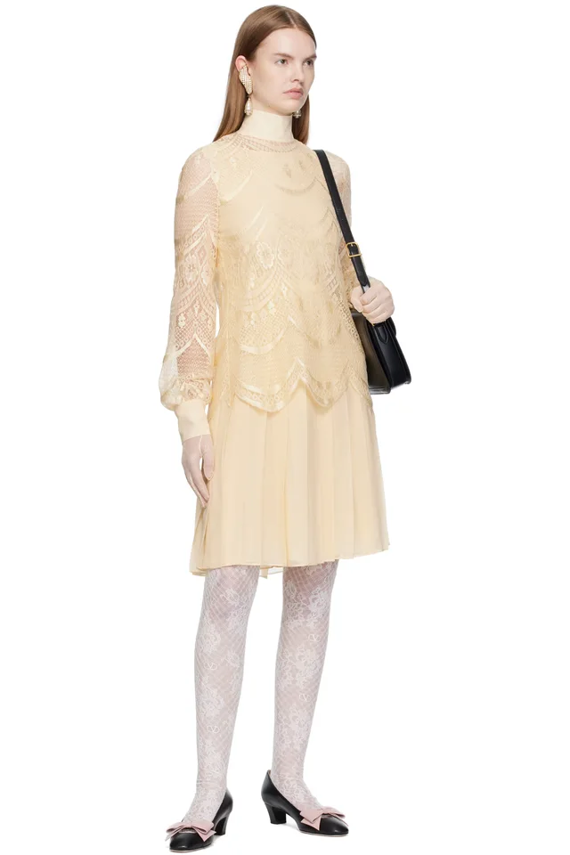 Valentino Beige Layered Midi Dress, photo 4 of 4 from SSENSE