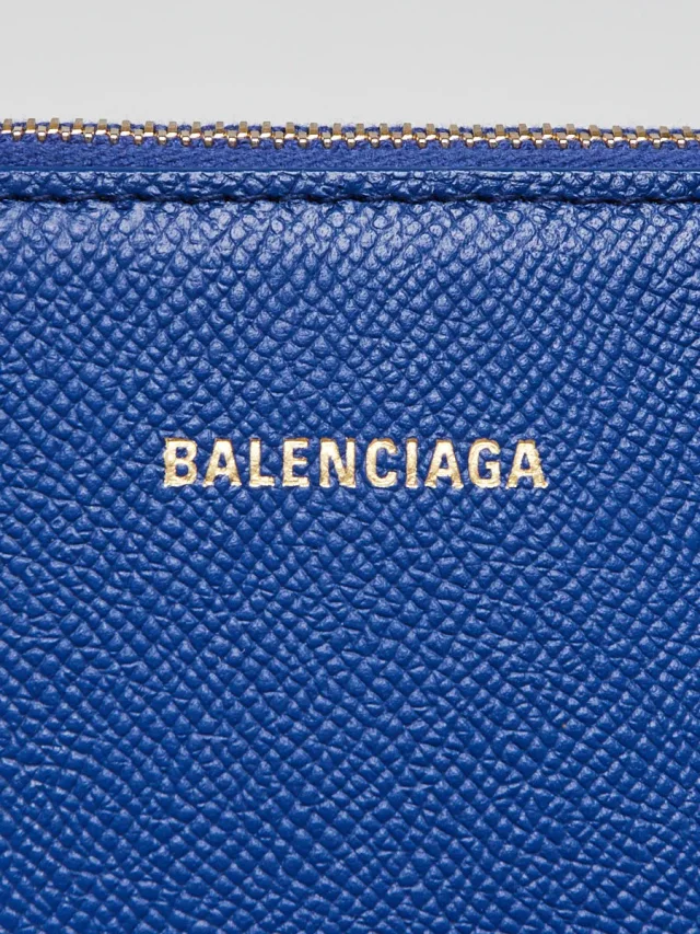 Balenciaga Blue Stamped Calfskin Leather Small Ville Satchel Bag in Blue Calfskin from Yoogis, photo 7 of 13