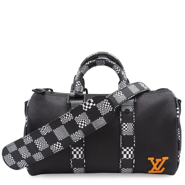 Louis Vuitton Keepall XS Noir White Orange Damier Distorted 2-Way Shoulder Bag in Black from The Reluxe