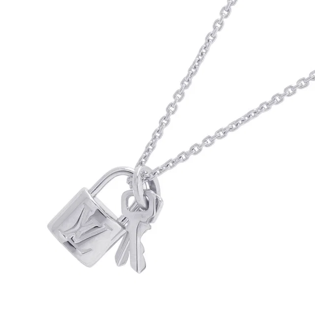 Louis Vuitton Pendant Lock It NecklaceQ93320 18K White Gold in White from GALLERY RARE