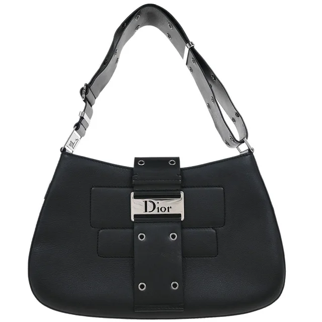 Dior Black Leather Street Chic Columbus Shoulder Bag in Black Leather from AMORE Vintage Tokyo