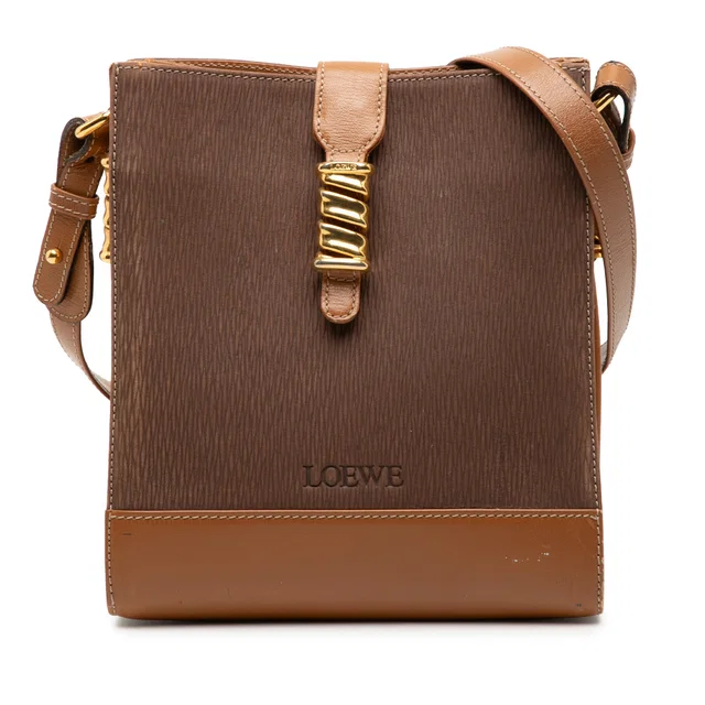 Brown LOEWE Leather Velasquez Twist Shoulder Bag in Brown Leather from Designer Revival