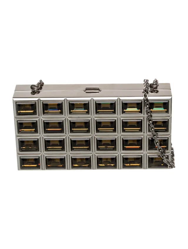 Judith Leiber Metal Minaudière in silver|gray Leather from The RealReal