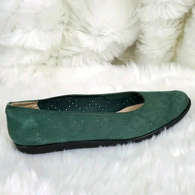 Ferragamo Suede Flat Slip On Size 9? in green Suede from Poshmark