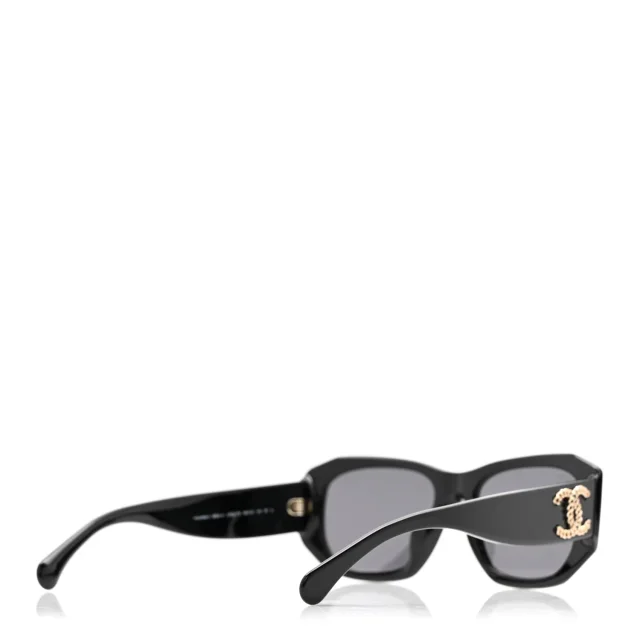 Chanel Acetate Rectangle Sunglasses 5554-A Black in Black from FASHIONPHILE, photo 4 of 8