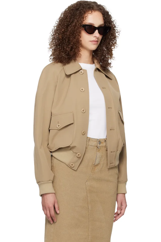 A.P.C. Beige Raglan Bomber Jacket, photo 2 of 4 from SSENSE