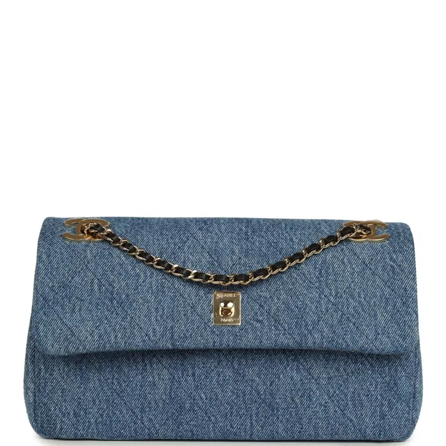 Chanel Medium "Eyes on You" Flap Bag Blue Denim Gold Hardware in Blue Denim from Madison Avenue Couture