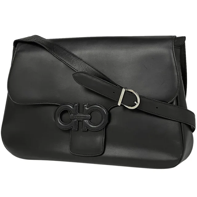 Ferragamo Gancini Shoulder Bag Logo Crossbody Leather Black in black Leather from Poshmark