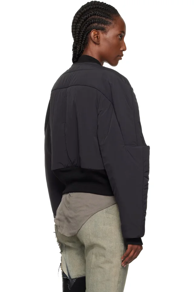 Rick Owens Black Concordians Girdered Cropped Bomber Down Jacket, photo 3 of 4 from SSENSE