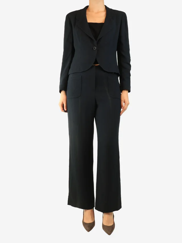 Chanel Navy jacket and trouser set - size UK 14 in Navy from Sign of the Times