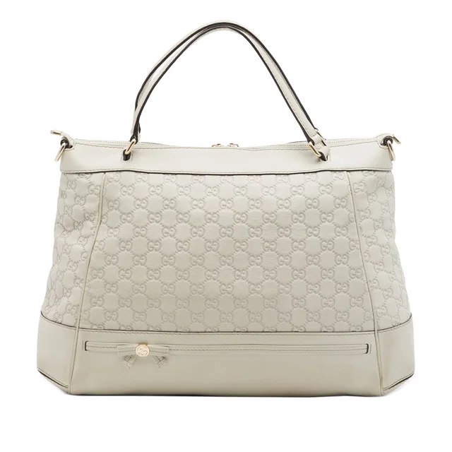 White Gucci Guccissima Mayfair Satchel in White Leather from Designer Revival