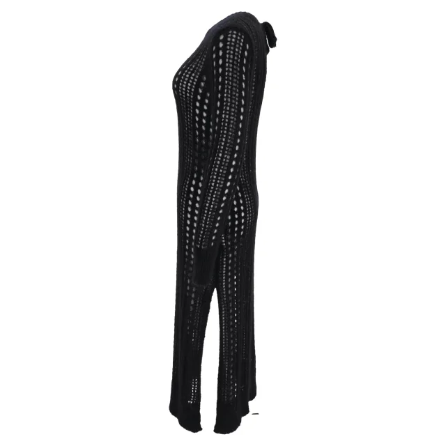 GANNI Open-Knit Midi Dress in Black Mohair Wool in black, photo 2 of 6 from ShopSimon