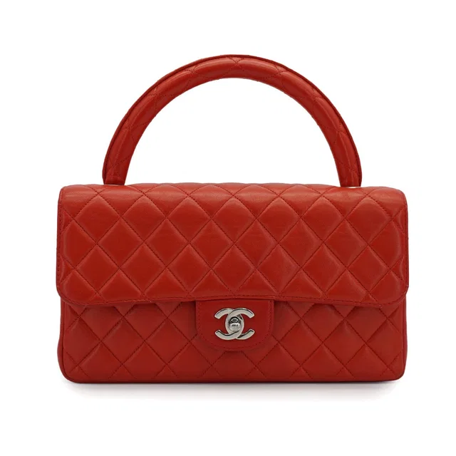 Chanel Vintage Parent-child Bag Parents Only Red Lamb Skin Silver Hardware in Red Leather from Luxury Promise