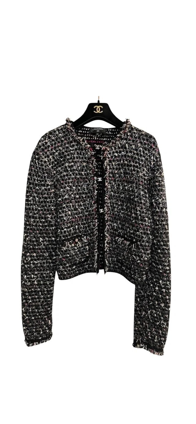 Chanel Tweed Black/White CC Hooks Sz 42 in Black Tweed from Luxury Promise