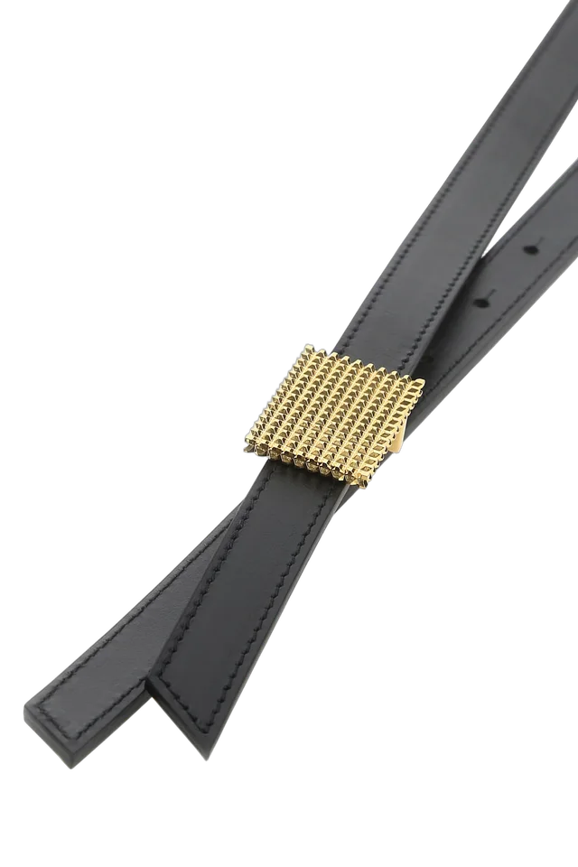Lanvin Gold Mesh Buckle Belt — Black Leather With Metal in Black Leather from HEWI, photo 2 of 2
