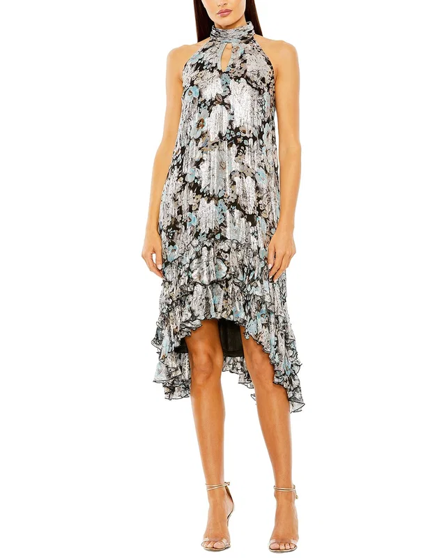Mac Duggal High Neck Keyhole Ruffle Mini Dress, image 1 of 1 from Rue La La