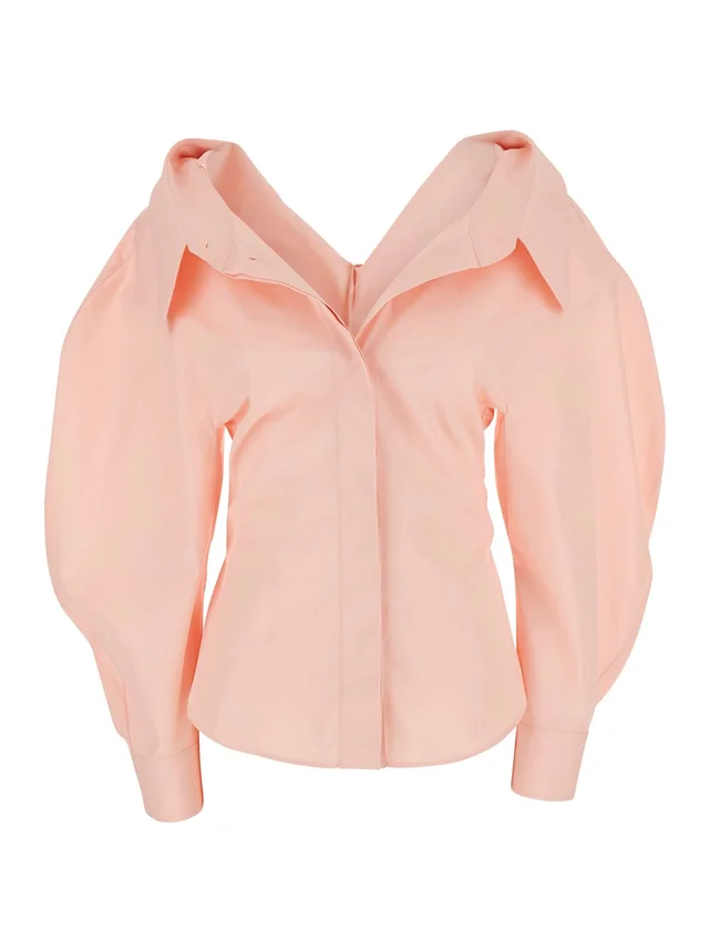 GIVENCHY Pink Fitted Shirt with Cut-Out Design on Front and Back in Cotton for Women in Pink, photo 2 of 10 from Gaudenzi Boutique