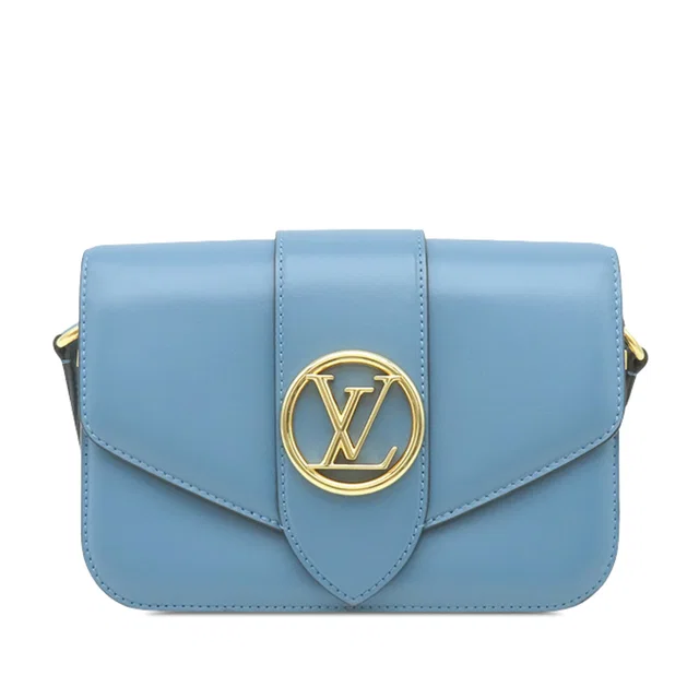 Blue Louis Vuitton Calfskin LV Pont 9 Soft MM Crossbody Bag in Blue Calfskin from Designer Revival