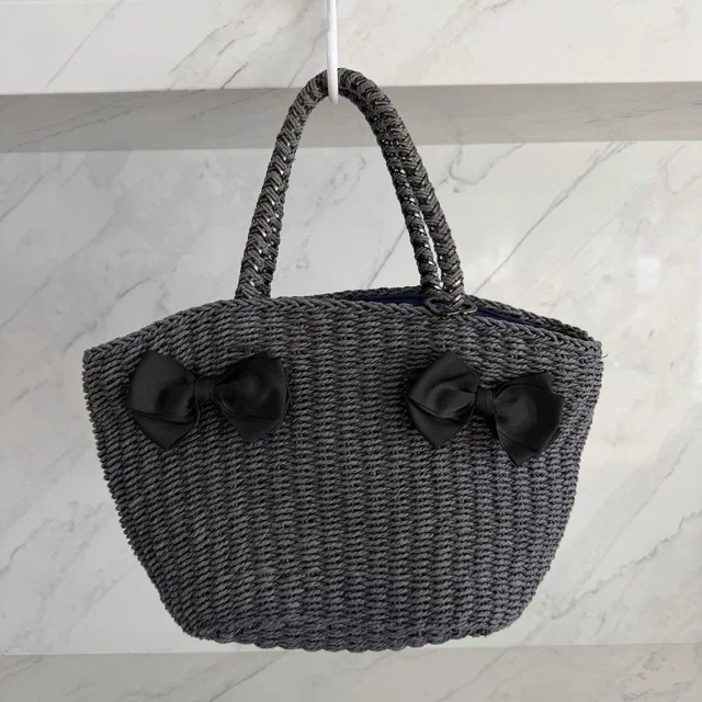 Anteprima Misto Gray Woven Tote Bows Elevated Casual Boho Chic, Resort Wear Euro in gray|black Woven leather from Poshmark