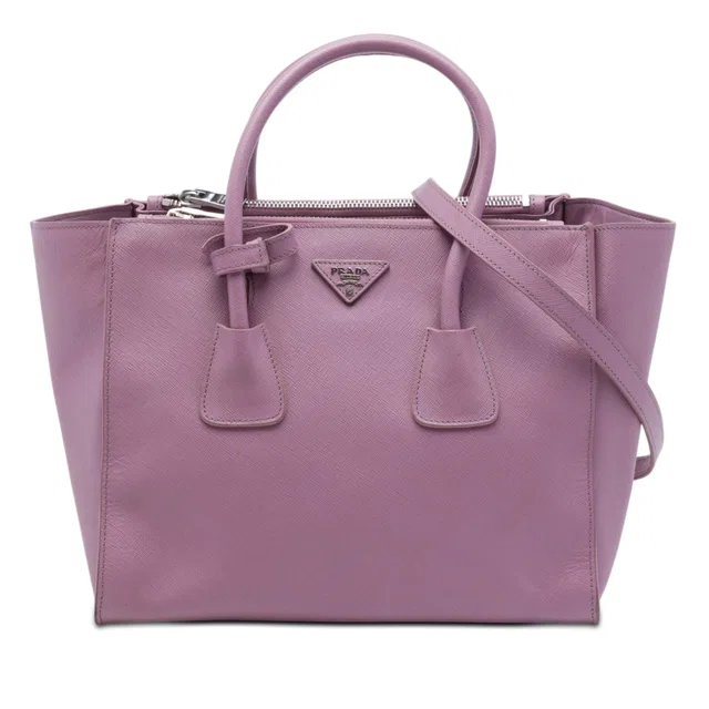 Purple Prada Medium Saffiano Twin Pocket Satchel in Purple Saffiano leather from Designer Revival