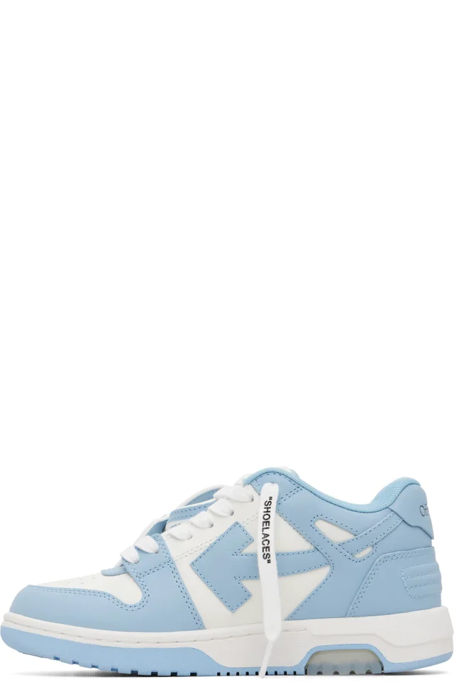 Off-White Blue & White 'Out Of Office' Calf Leather Sneakers, photo 3 of 4 from SSENSE