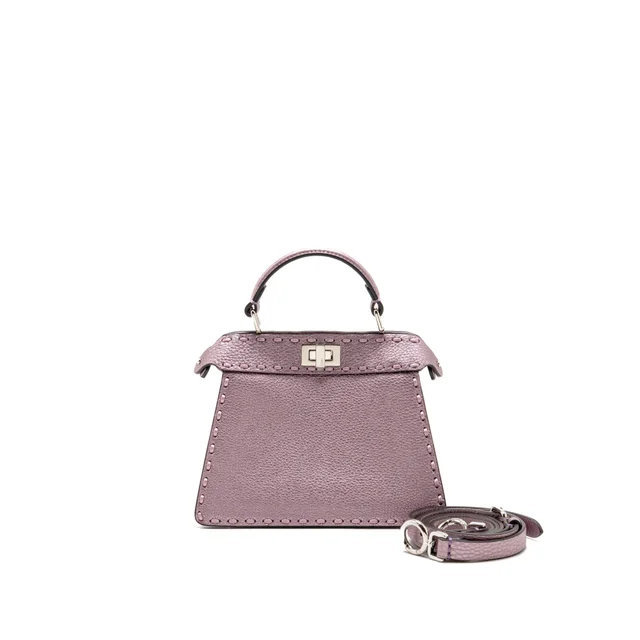 Fendi Peekaboo ISeeU Petite Cuoio Romano Leather Metallic Pink SHW in Pink Leather from EMIER