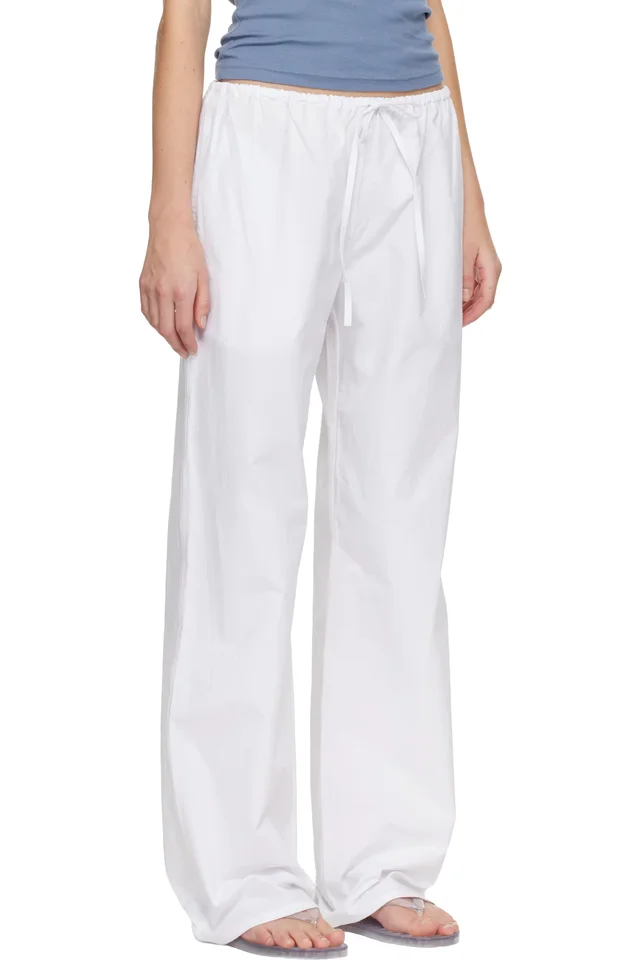 Matteau White Drawcord Trousers, photo 2 of 4 from SSENSE