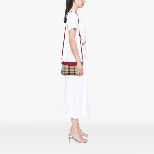Beige Burberry Haymarket Check Nylon Peyton Crossbody in Beige Nylon from Designer Revival, photo 6 of 6