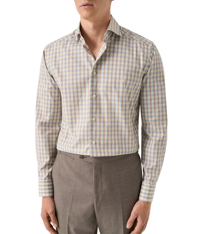 Eton Slim-Fit Plaid Breeze Poplin Dress Shirt in Yellow, photo 2 of 5 from Harry Rosen