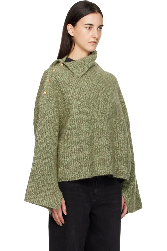 GANNI Green Mohair Sweater, photo 2 of 4 from SSENSE