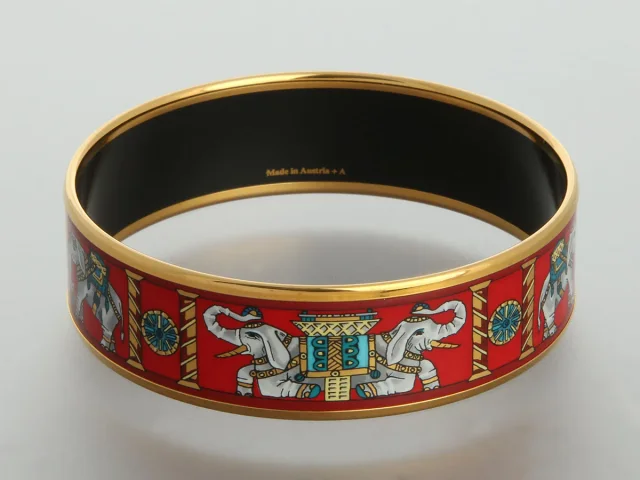 Hermès Wide Torana Elephant Enamel Bangle from Ann's Fabulous Finds, photo 4 of 5