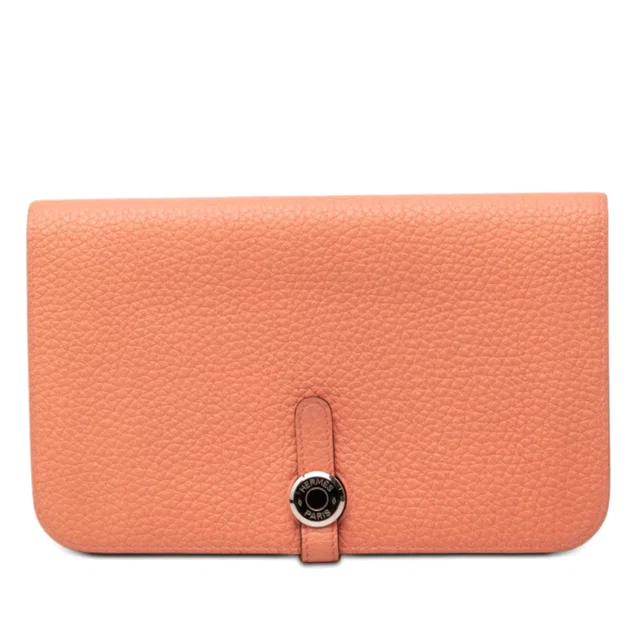 Orange Hermès Togo Dogon Duo Wallet GM Long Wallets in Orange Togo leather from Designer Revival