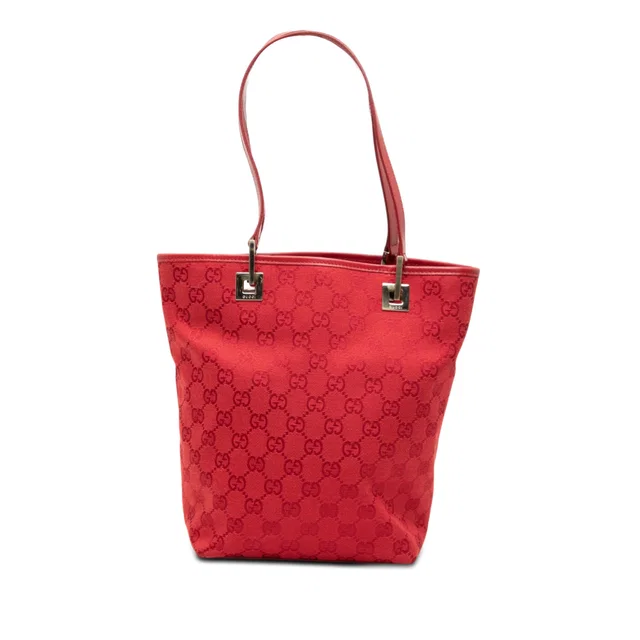 Red Gucci GG Canvas Tote in Red Canvas from Designer Revival