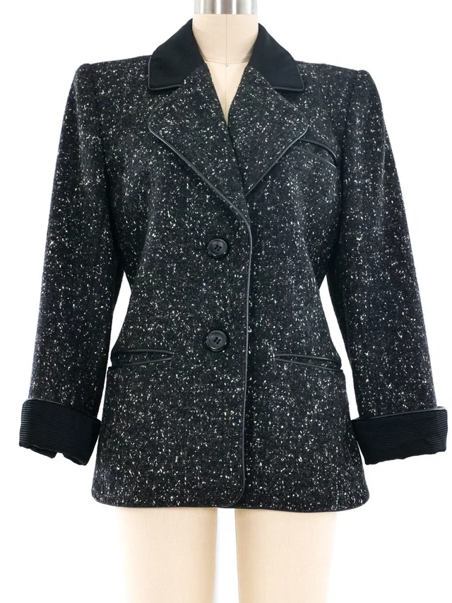 Saint Laurent Leather Trimmed Knit Blazer in Leather from Arcade Vintage