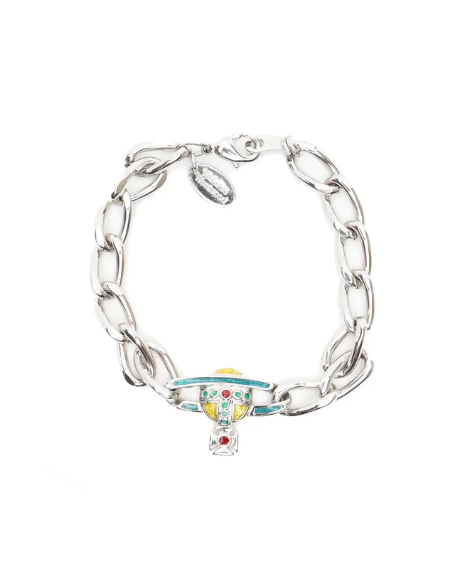 Vivienne Westwood Orb Silver Bracelet in Silver Denim from A Retro Tale