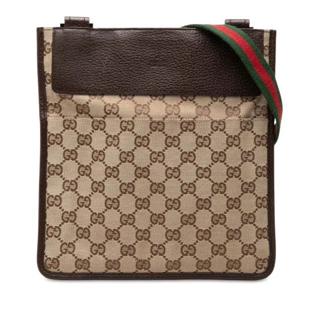 Beige Gucci GG Canvas Web Crossbody in Beige Canvas from Designer Revival