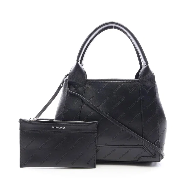 Balenciaga Navy Cabas Leather 2way Handbag in Navy Leather from LuxUness