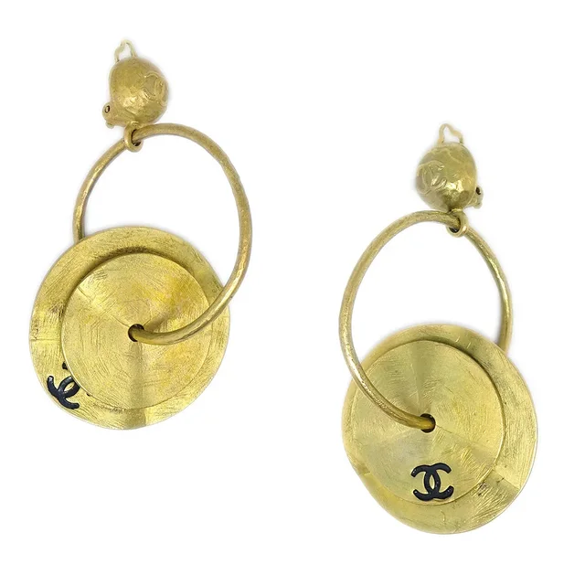 Chanel 1994 Hoop Earrings Clip-On Gold 94A in Gold from AMORE Vintage Tokyo