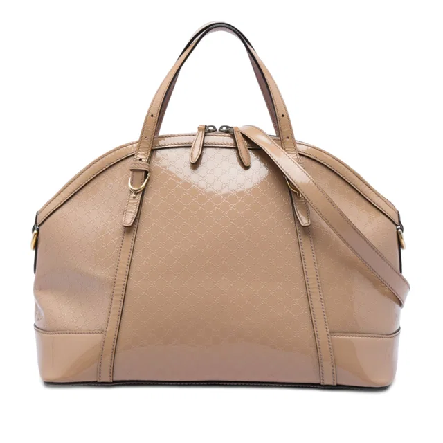 Beige Gucci Large Microguccissima Patent Nice Dome Satchel in Beige Patent leather from Designer Revival